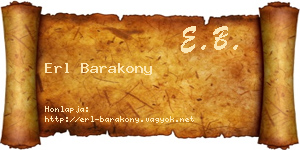 Erl Barakony névjegykártya